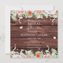 Rustikales Holz und Pfirsichviertel Brautparty