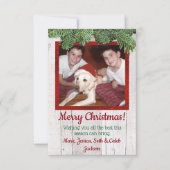 Rustikales Holz und Pine Foto Weihnachtskarte Einladung (Vorderseite)