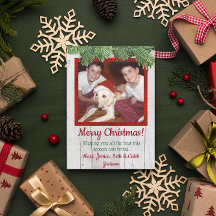 Rustikales Holz und Pine Foto Weihnachtskarte