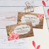 Rustikales Holz und Pink Hibiskus Blume Land Visitenkarte