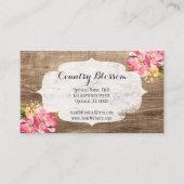 Rustikales Holz und Pink Hibiskus Blume Land Visitenkarte (Vorderseite)