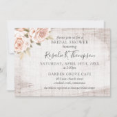 Rustikales Holz und romantische Rose Hütte Brautpa Einladung (Vorderseite)