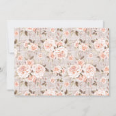 Rustikales Holz und romantische Rose Hütte Brautpa Einladung (Rückseite)