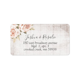 Rustikales Holz und romantische Rose Shabby Chic Adressaufkleber
