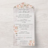 Rustikales Holz und romantische Rose Shabby Chic H All In One Einladung (Innen Boden)