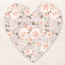 Rustikales Holz und romantische Rose Shabby Chic H Untersetzer