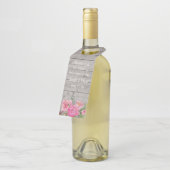 Rustikales Holz und rosa Blume Wein Flasche Gefall Flaschenanhänger (Angewinkelt)