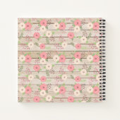 Rustikales Holz und rosafarbene Blüten - Foto und  Notizblock (Rückseite)