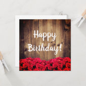 Rustikales Holz und Rose Geburtstag Karte (Vorderseite/Rückseite Beispiel)