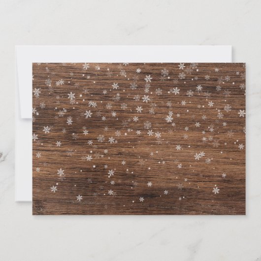 Rustikales Holz und Roter Ribbon Weihnachtsbow| 3 Einladung (Rückseite)