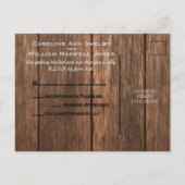 Rustikales Holz und RSVP-Karte mit Gravur Einladungspostkarte (Rückseite)