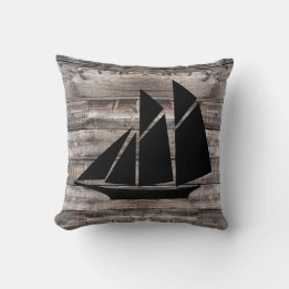 rustikales Holz und SAIL BOAT | Kissen