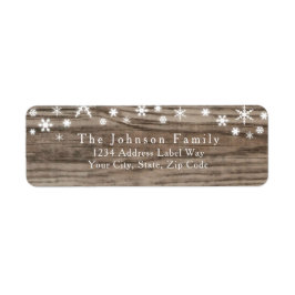 Rustikales Holz und Schneeflocken Rücksendeadresse