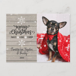 Rustikales Holz und Schneeflocken Weihnachtsgebäck Postkarte