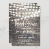 Rustikales Holz- und Schnurlicht-Brautparty Einladung (Vorne/Hinten)