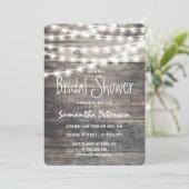 Rustikales Holz- und Schnurlicht-Brautparty Einladung (Stehend Vorderseite)