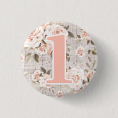 Rustikales Holz und Shabby Chic Rose 1. Geburtstag Button (Vorderseite)