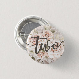 Rustikales Holz und Shabby Chic Rose 2. Geburtstag Button