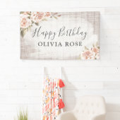 Rustikales Holz und Shabby Chic Rose Blumengeburt Banner (Insitu)