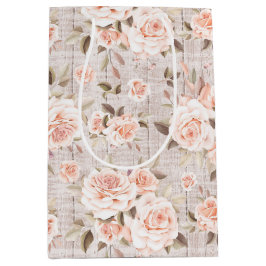 Rustikales Holz und Shabby Chic Rose Blumengeburt Mittlere Geschenktüte