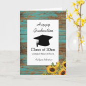 Rustikales Holz und Sonnenblumen Abschluss Karte (Gelbe Blume)