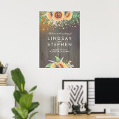 Rustikales Holz und Sonnenblumen Begrüßungszeichen Poster (Heimbüro)