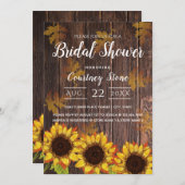 Rustikales Holz und Sonnenblumen | BRAUTPARTY Einladung (Vorne/Hinten)