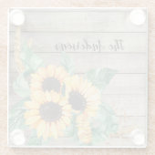 Rustikales Holz und Sonnenblumen Glasuntersetzer (Rückseite)