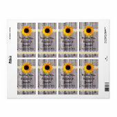 Rustikales Holz und Sonnenblumen Mini Weinmarken (Vorne)