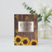 Rustikales Holz und Sonnenblumen | UAWG der Hochze Postkarte (Stehend Vorderseite)