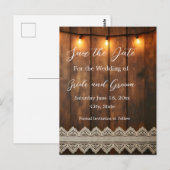 Rustikales Holz und Spitze Save the Date Postkarte (Vorne/Hinten)