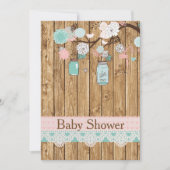 Rustikales Holz und Spitzen-Babydusche Einladung (Vorderseite)