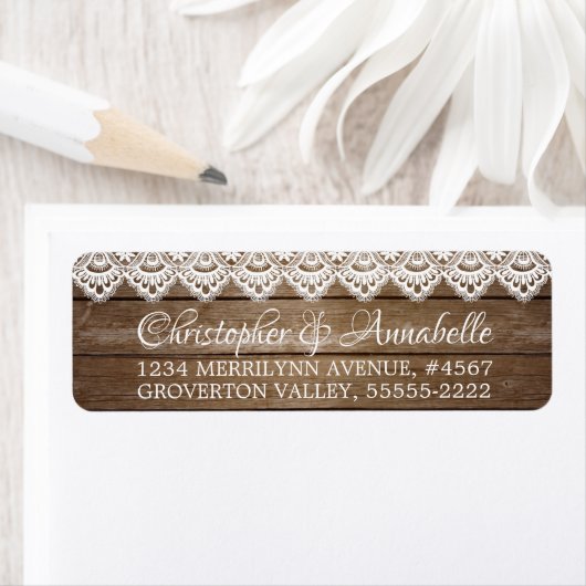 Rustikales Holz und Spitzen Elegante Script Hochze (Insitu)