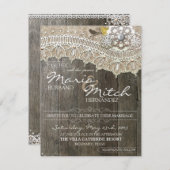 Rustikales Holz und Spitzen-Flora Einladung zur Ho (Vorne/Hinten)