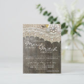 Rustikales Holz und Spitzen-Flora Einladung zur Ho (Stehend Vorderseite)