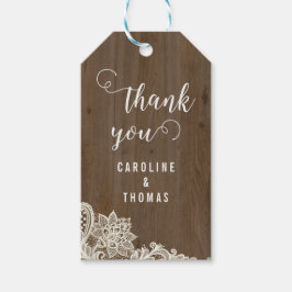Rustikales Holz und Spitzen-Geschenketikett Geschenkanhänger