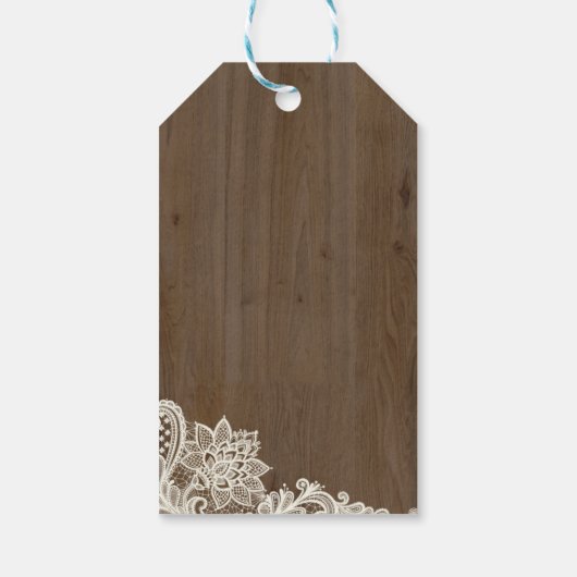 Rustikales Holz und Spitzen-Geschenketikett Geschenkanhänger (Rückseite)