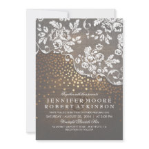 Rustikales Holz und Spitzen Gold Confetti Elegante