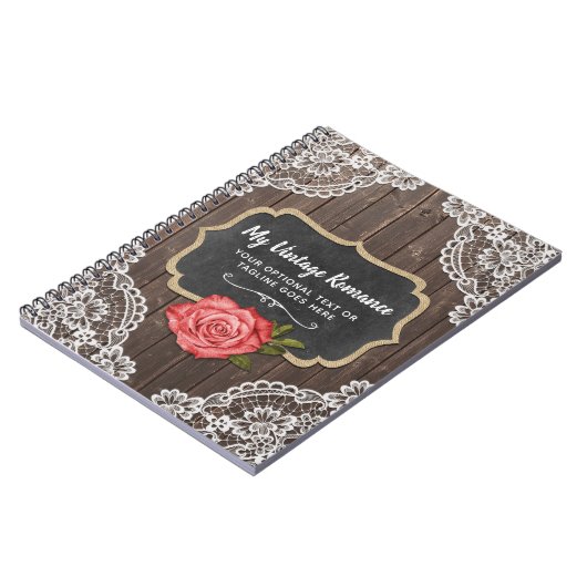 Rustikales Holz und Spitzen-Halbpension Landchic Notizblock (Linke Seite)