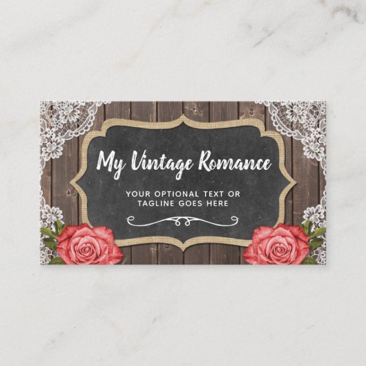Rustikales Holz und Spitzen-Halbpension Landchic Visitenkarte (Vorderseite)