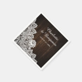 Rustikales Holz und Spitzen-Hochzeit Napkins Serviette (Ecke)