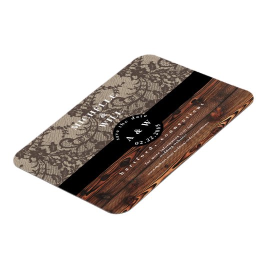 Rustikales Holz und Spitzen-Hochzeit retten das Da Magnet (Linke Seite)