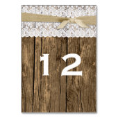 Rustikales Holz und Spitzen-Hochzeit-Tischnummer Tischnummer (Rückseite)