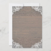 Rustikales Holz und Spitzen | Hochzeitliches Gown- Einladung (Rückseite)