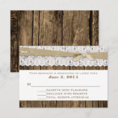 Rustikales Holz- und Spitzen-Hochzeitskarte RSVP Karte (Vorne/Hinten)