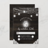 Rustikales Holz und Spitzen-Hochzeitsstimmung RSVP (Vorne/Hinten)