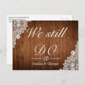 Rustikales Holz und Spitzen laden zum Jubiläum ein Ankündigungspostkarte (Vorne/Hinten)