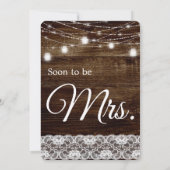 Rustikales Holz und Spitzen Mason Jar Lights Braut Einladung (Rückseite)