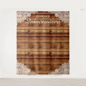 Rustikales Holz und Spitzen Quinceañera Foto Hinte Wandteppich (Vorderseite)