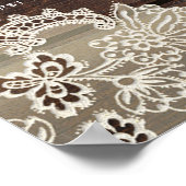 Rustikales Holz und Spitzen Romantischer Hochzeits Poster (Ecke)